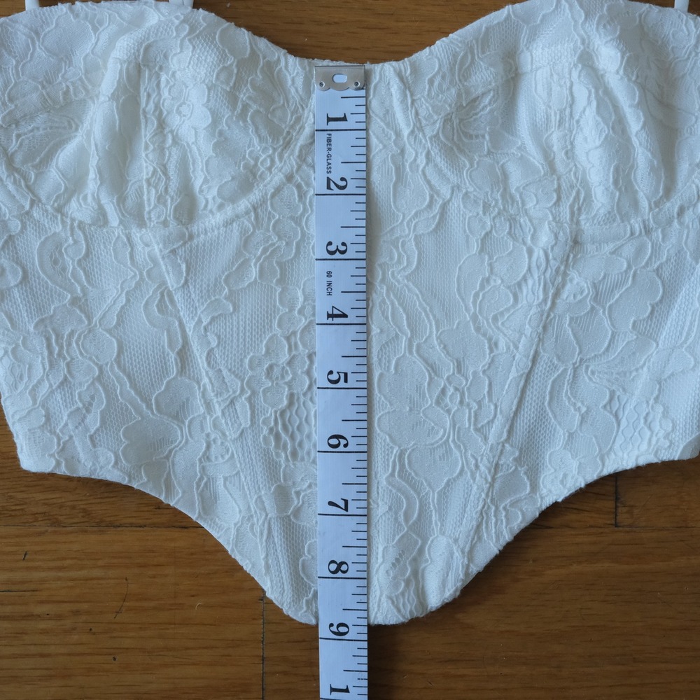 Bardot Corset Top Womens White Lace Bustier Romantic Coquette XS - Picture 4 of 8